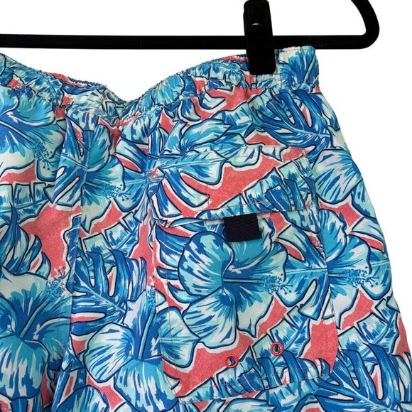 Vineyard Vines Tropical Blue Hibiscus Swim Trunks Elastic Waist Lined Size M - Picture 10 of 11